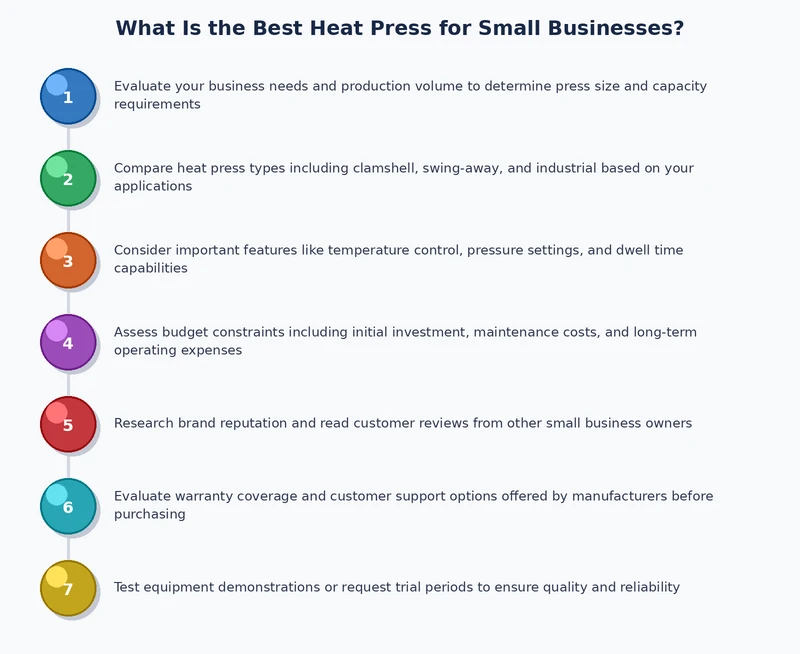 heat press workflow diagram showing temperature pressure and dwell time calibration for small business production