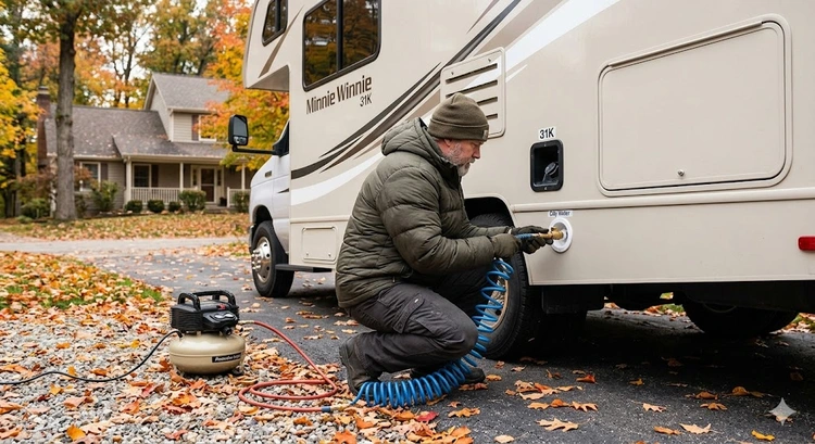 best rv backup camera mounted on the rear bumper of a Class A motorhome