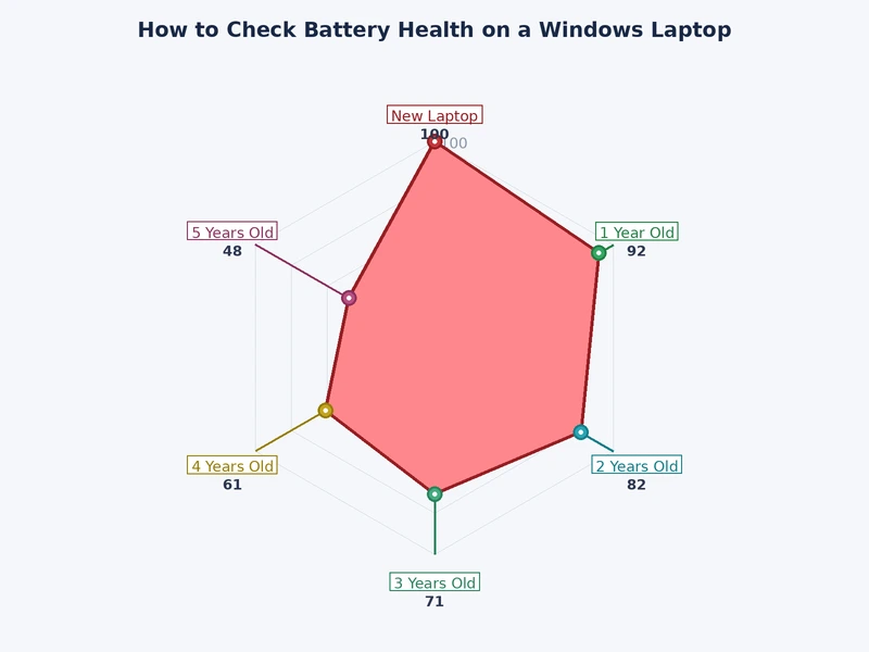 Battery capacity degradation chart showing design capacity versus full-charge capacity over time on a Windows laptop