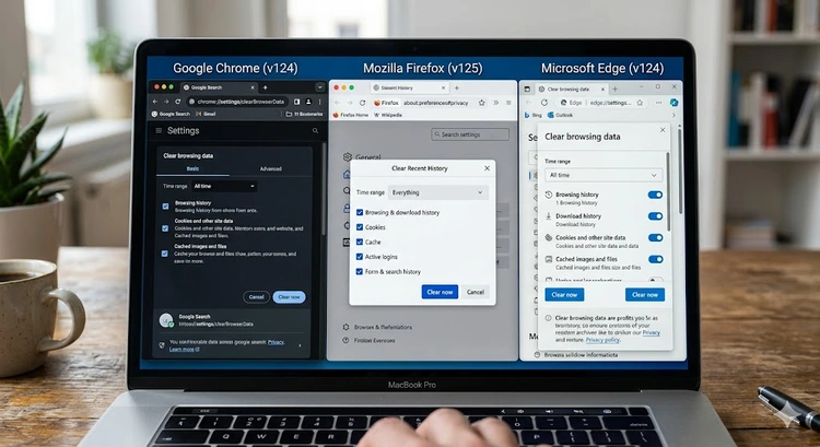 How to clear browser cache and cookies in Chrome Firefox and Edge