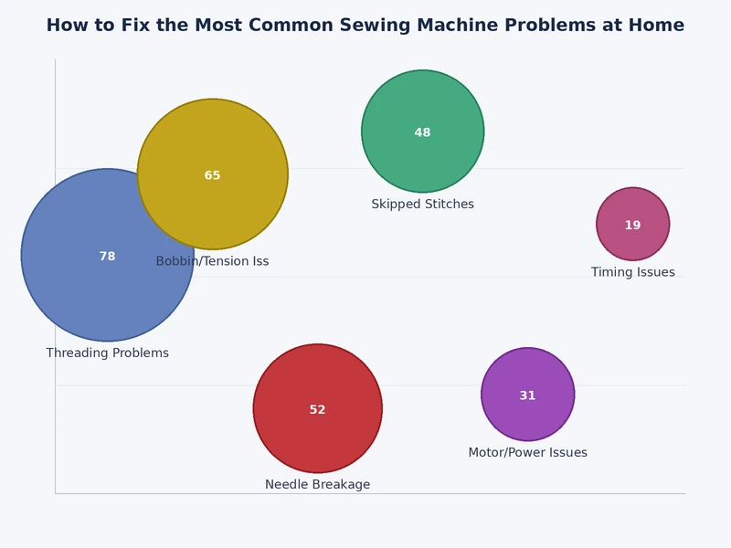 Bar chart showing frequency and repair difficulty for the six most common sewing machine problems