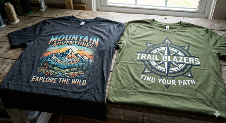 DTF printing vs HTV comparison showing transfer film and heat transfer vinyl on custom apparel