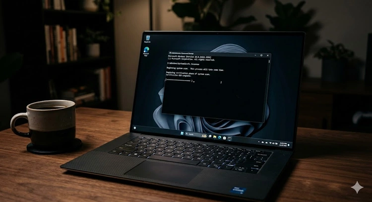 Fix corrupted system files Windows SFC scannow command running in elevated Command Prompt