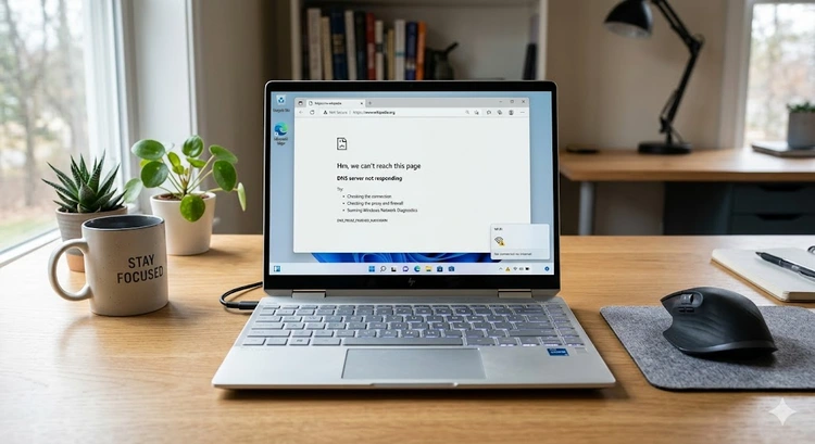 Windows DNS server not responding error fix shown in Windows Network Diagnostics panel