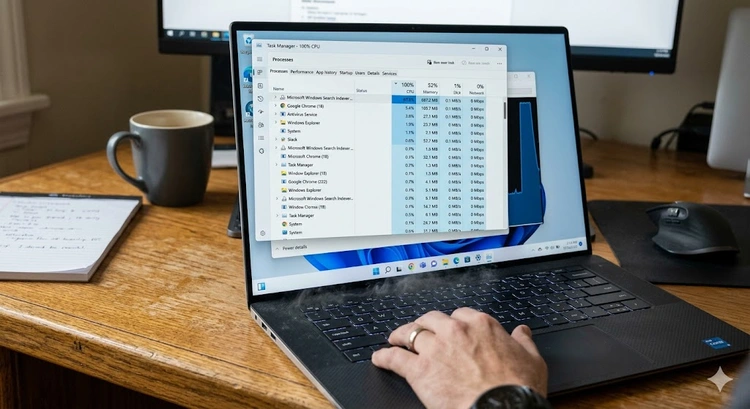 Windows Task Manager showing high CPU usage fix process