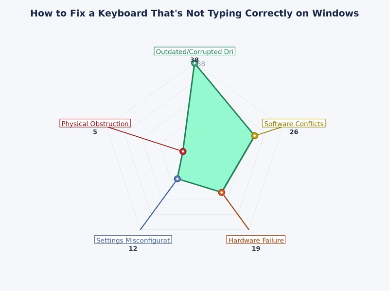 bar chart comparing the most common causes of keyboard not typing correctly on Windows and their fix success rates