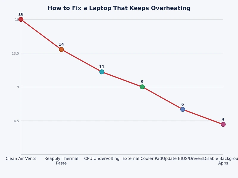 Bar chart ranking the most common causes of laptop overheating by frequency