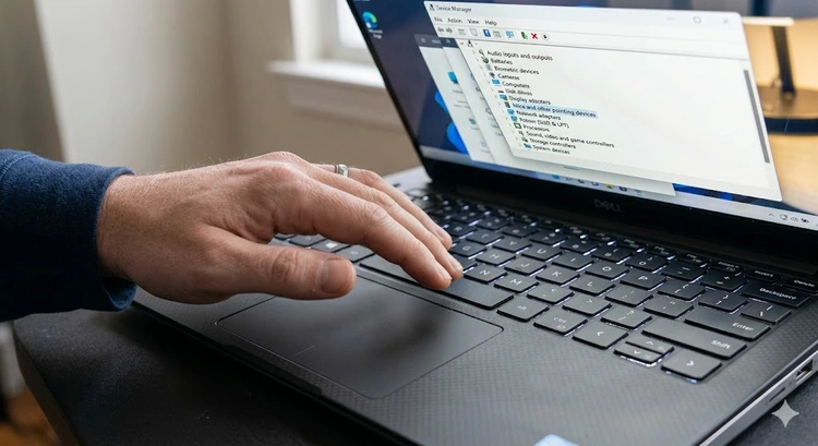 Laptop touchpad not working with a frozen cursor on a Windows desktop screen