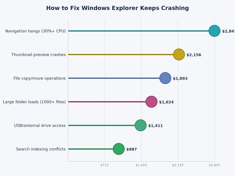 Chart showing most common causes of Windows Explorer crashes by frequency