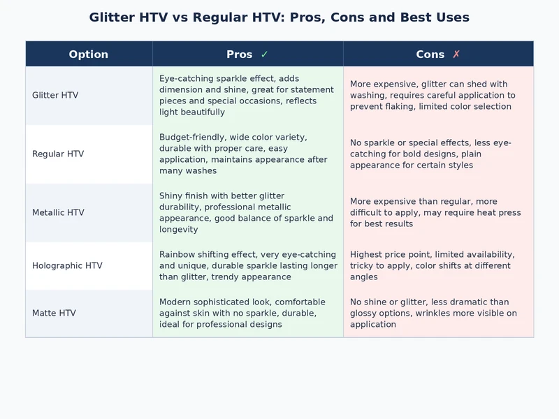 Side-by-side comparison showing glitter HTV and regular HTV results on different garment types after washing