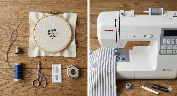 hand sewing vs machine sewing side by side comparison of techniques and tools