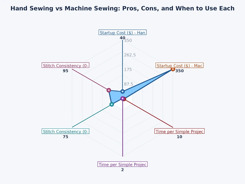 comparison chart showing hand sewing vs machine sewing speed cost and strength metrics