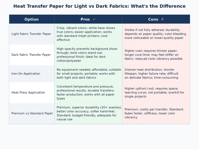 comparison showing heat transfer paper for dark fabrics producing accurate color versus light paper showing color bleed on dark textile