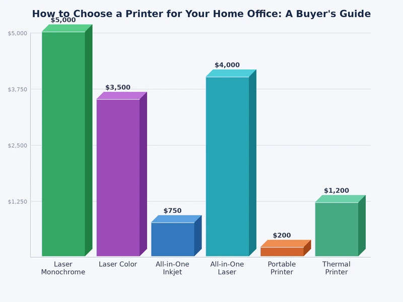 Bar chart comparing cost per page across inkjet, laser, and ink tank printers for home office use