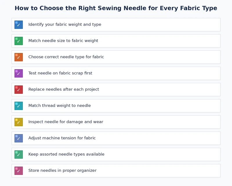 sewing needle type selection checklist for different fabric categories