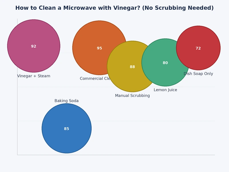 chart comparing vinegar steam cleaning versus other microwave cleaning methods by effectiveness, cost, and scrubbing required