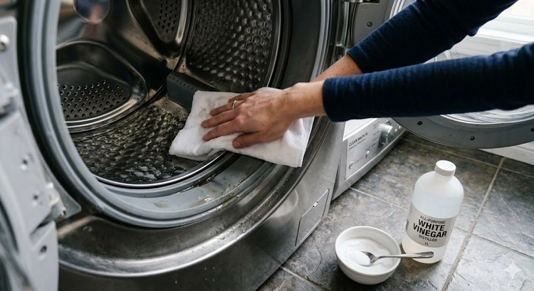 How to clean washing machine drum using white vinegar and a drum cleaning tablet