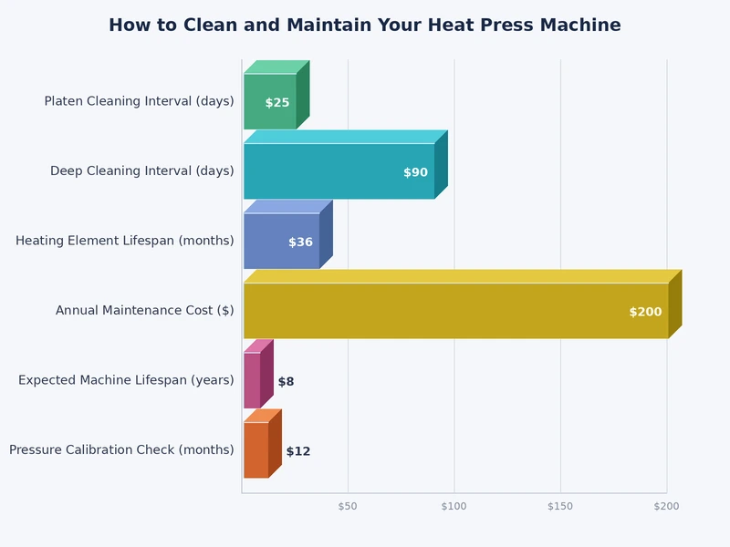 heat press cleaning frequency chart by material type and session volume