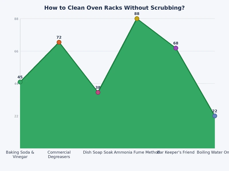 bar chart comparing oven rack cleaning methods by cost per use and cleaning effectiveness