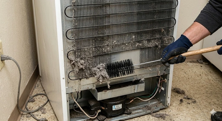 how to clean refrigerator coils with a brush and vacuum attachment