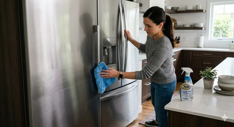 how to clean stainless steel appliances without streaks using microfiber cloth