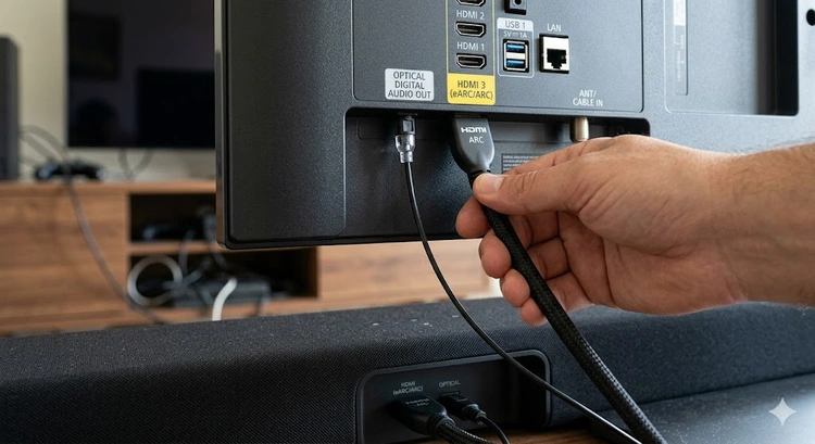 how to connect soundbar to tv using HDMI ARC optical and Bluetooth cable connections