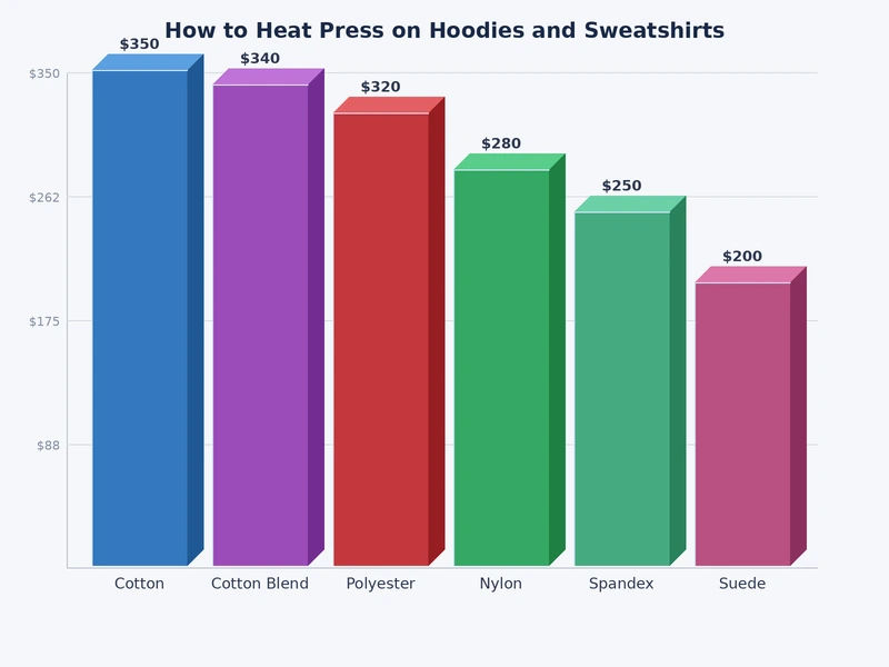 temperature time and pressure settings chart for heat press hoodies sweatshirts by fabric blend