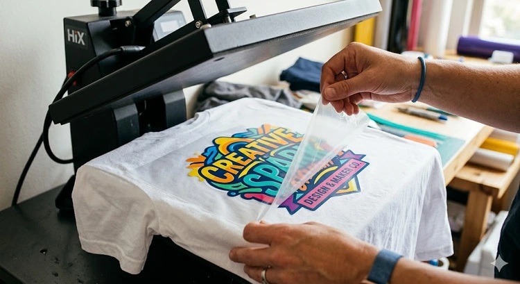 how to heat press HTV vinyl step by step on a cotton t-shirt using a swing-away heat press