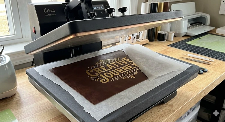 heat press on leather wallet and faux leather sheet with HTV transfer