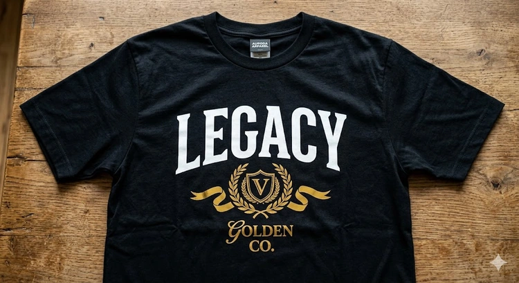 heat press on dark colored shirts showing vibrant opaque white transfer on black cotton tee