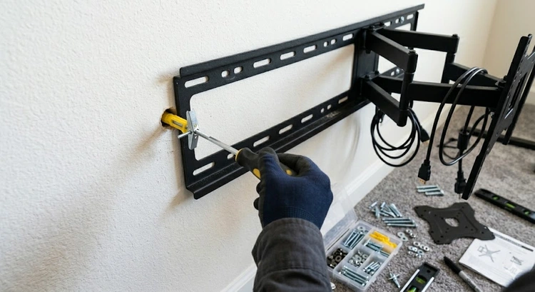 how to mount TV on wall without studs using toggle bolt anchors in drywall