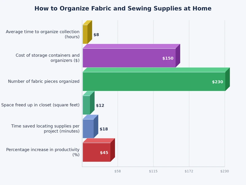 bar chart comparing sewing supply storage methods by access speed and setup cost