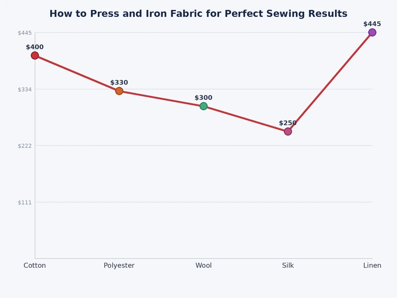 chart showing recommended iron temperature settings for common fabric types used in sewing