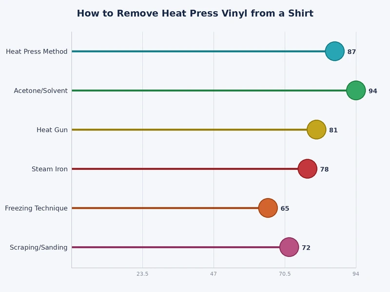 comparison chart of heat press vinyl removal methods ranked by fabric type and effectiveness