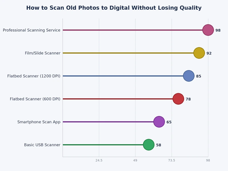 chart comparing scanner DPI settings and recommended use cases for photo digitization quality