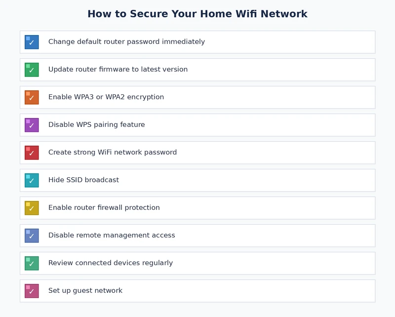 home wifi security checklist showing key steps to secure your network