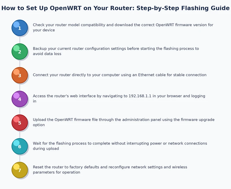 openwrt router flashing process diagram from stock firmware to luci admin interface
