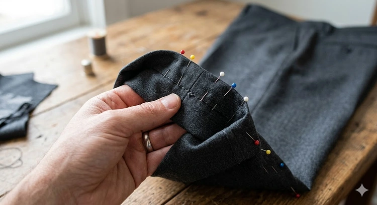 how to sew a blind hem on dress pants with invisible hand stitching