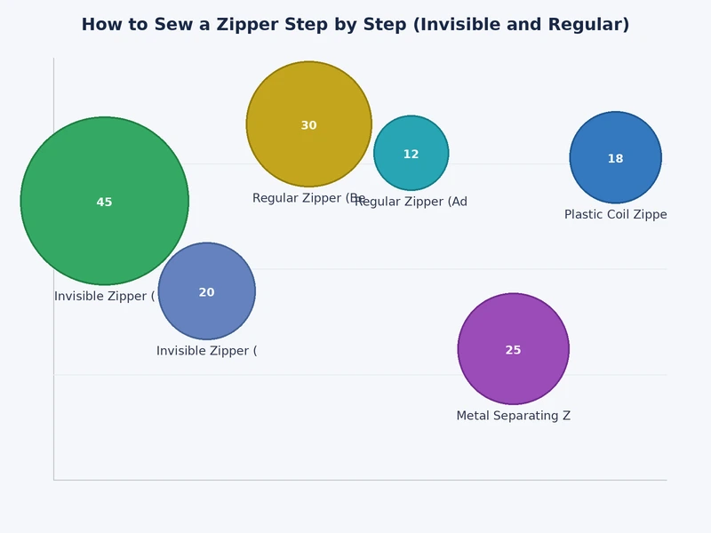 Comparison chart showing invisible zipper vs regular zipper features, tools required, and best use cases