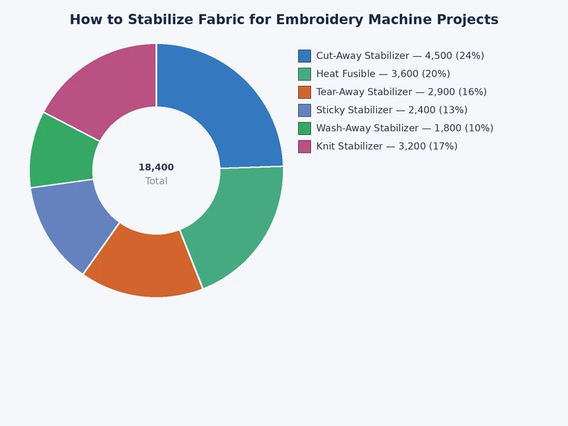 chart comparing embroidery stabilizer types by fabric weight and stitch density