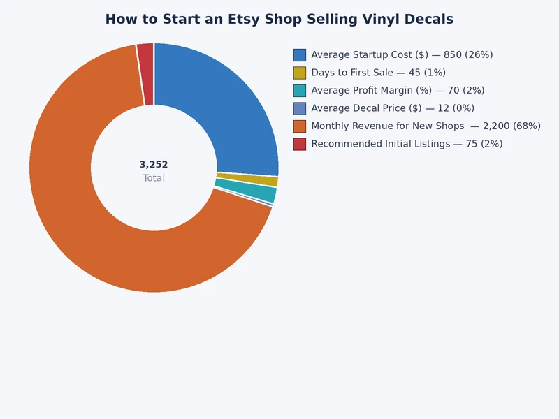bar chart comparing average Etsy vinyl decal sales by product category