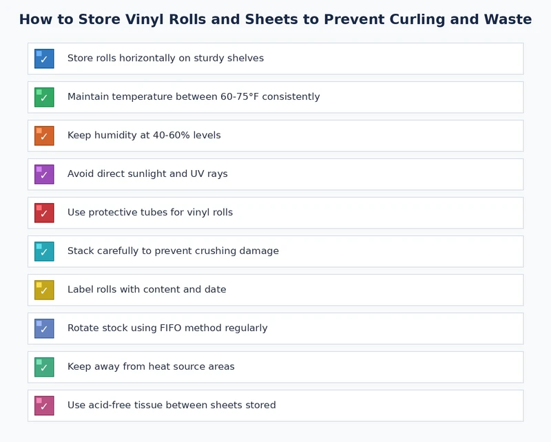 Vinyl storage checklist with temperature humidity and organization tips