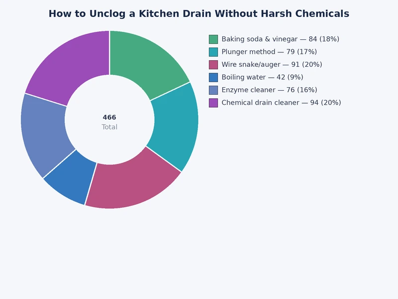 effectiveness comparison chart of chemical-free methods to unclog a kitchen drain