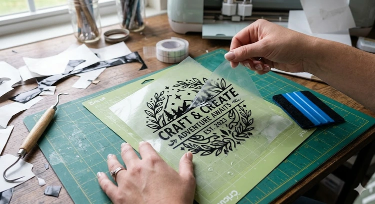 how to use transfer tape for vinyl with squeegee on a cutting mat