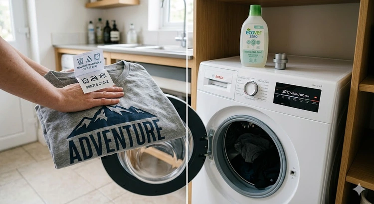 turning heat pressed shirts inside out before washing to protect vinyl transfer designs
