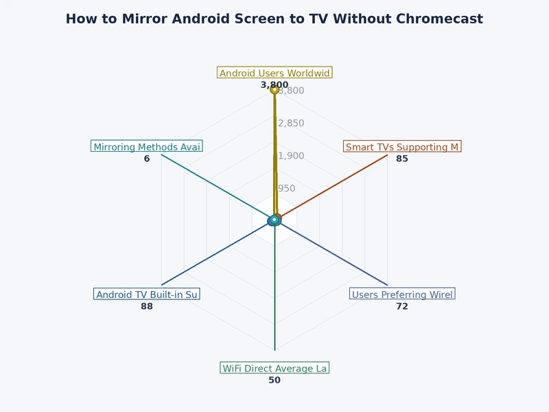 Comparison chart of methods to mirror Android screen to TV without Chromecast by cost latency and setup difficulty