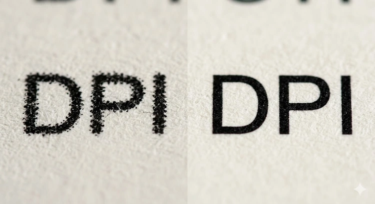 printer DPI explained with close-up comparison of ink dots at different resolution settings