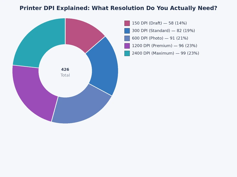 DPI comparison chart showing sharpness and ink use at 150, 300, 600, and 1200 DPI settings