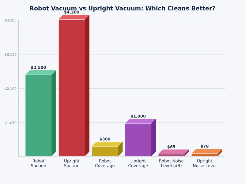 comparison chart of robot vacuum vs upright vacuum performance metrics