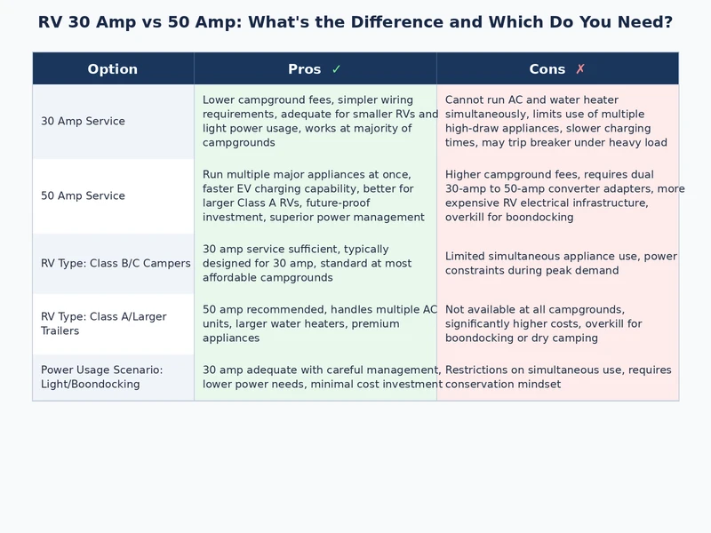 RV 30 amp vs 50 amp electrical panel comparison showing breaker configurations